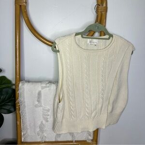 Anthropologie Cream Cable Knit Sweater Vest sz OS